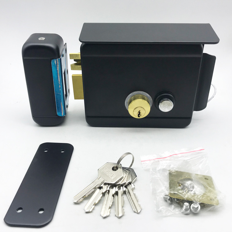 Rim Lock Door 12V With Rim Cylinder Door Gate Bolt Lock Latch Electric Magnetic Rim Lock With Brass Cylinder