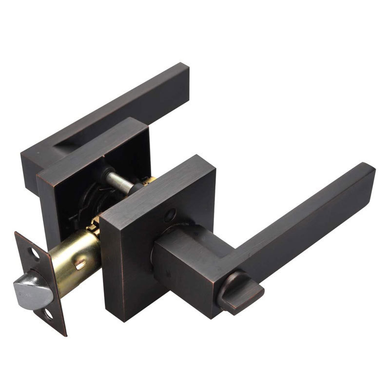 Door Lock Handle Set Black Square 3 Lever Lock Zinc Alloy heavy Duty brass door locks and handles