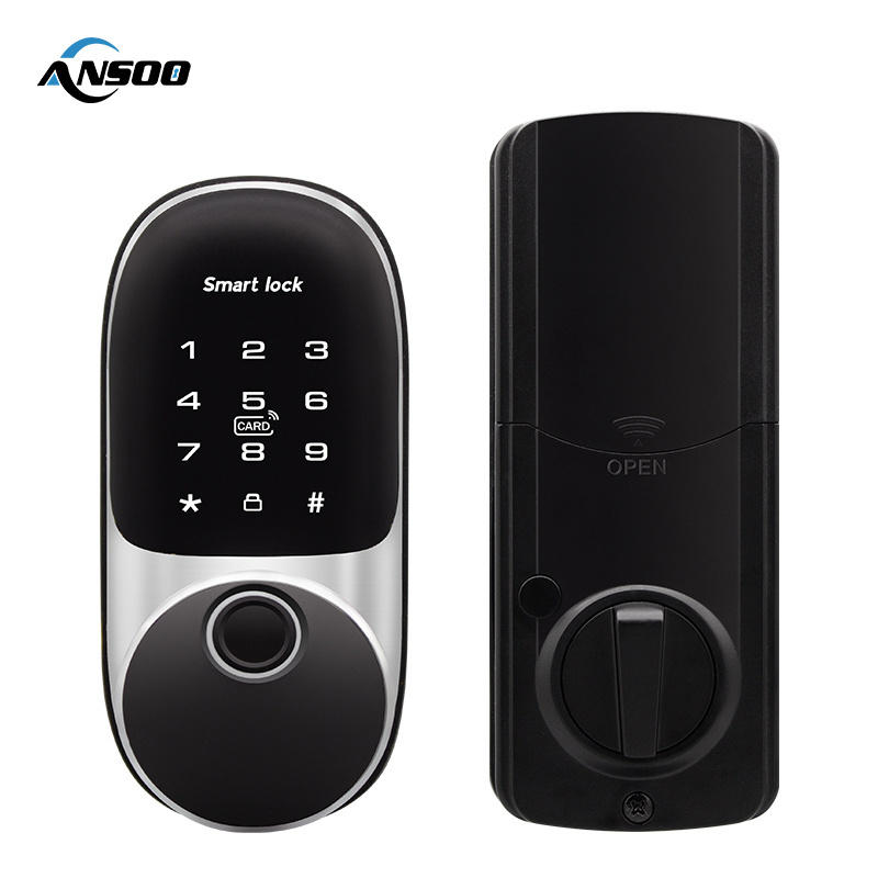 Fingerprint dead bolt lock keypad digital self locking keyless digital entry door tuya app wifi smart deadbolt lock