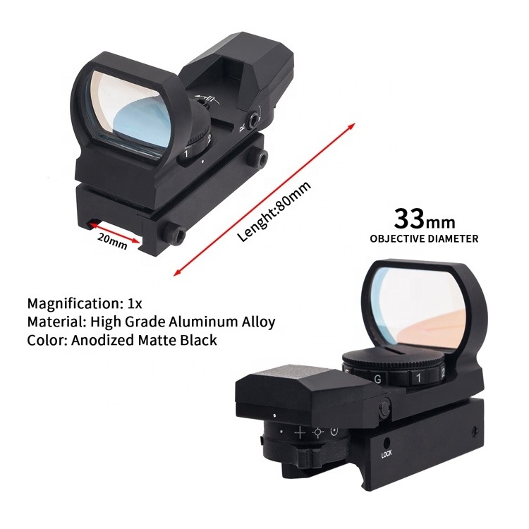 MZJ Optics 1X22X33mm 4 reticle red dot reflex sight red green dot scope outdoor hunting optics red dot sight