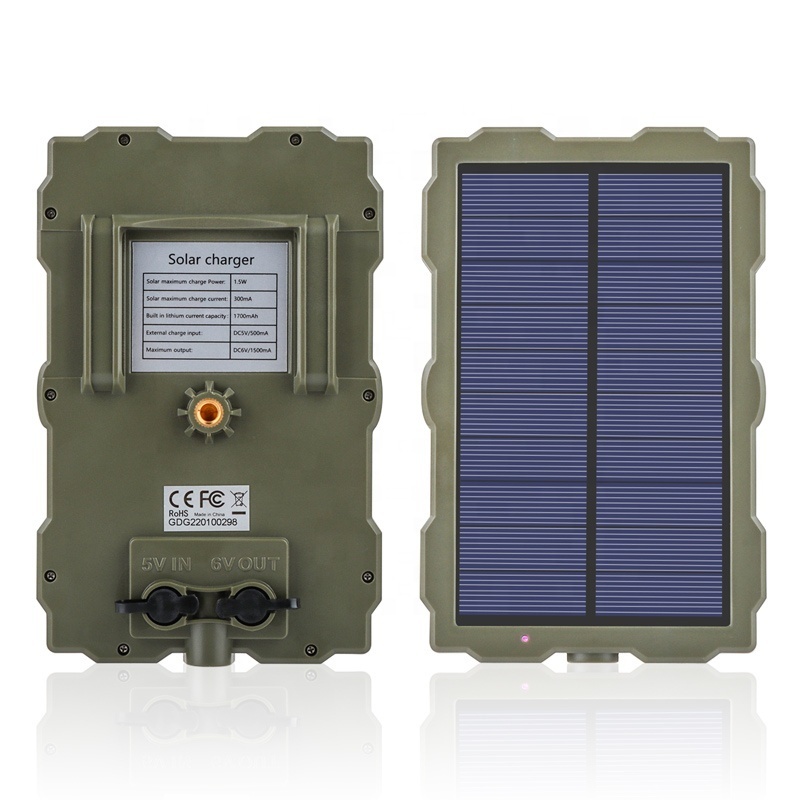 High-capacity 1500mAh 1.5W Solar Panel Charger Battery Trail Camera Outdoor IP66 Waterproof Hunting Camera Solar Charging Panel