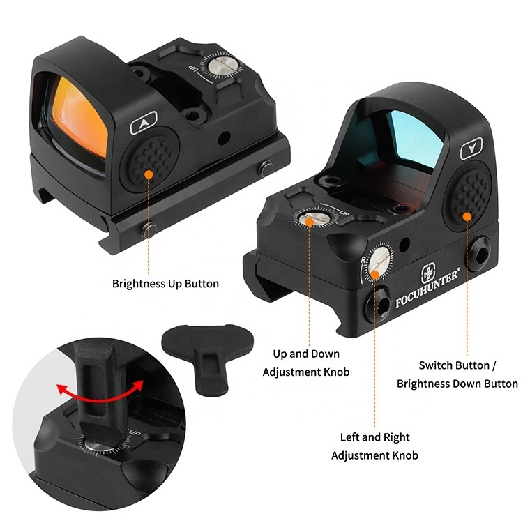 FOCUHUNTER 2023 new hunting shake awake and automatic shutdown red dot sight tactical 1000G shockproof 1X22 red dot sight scope