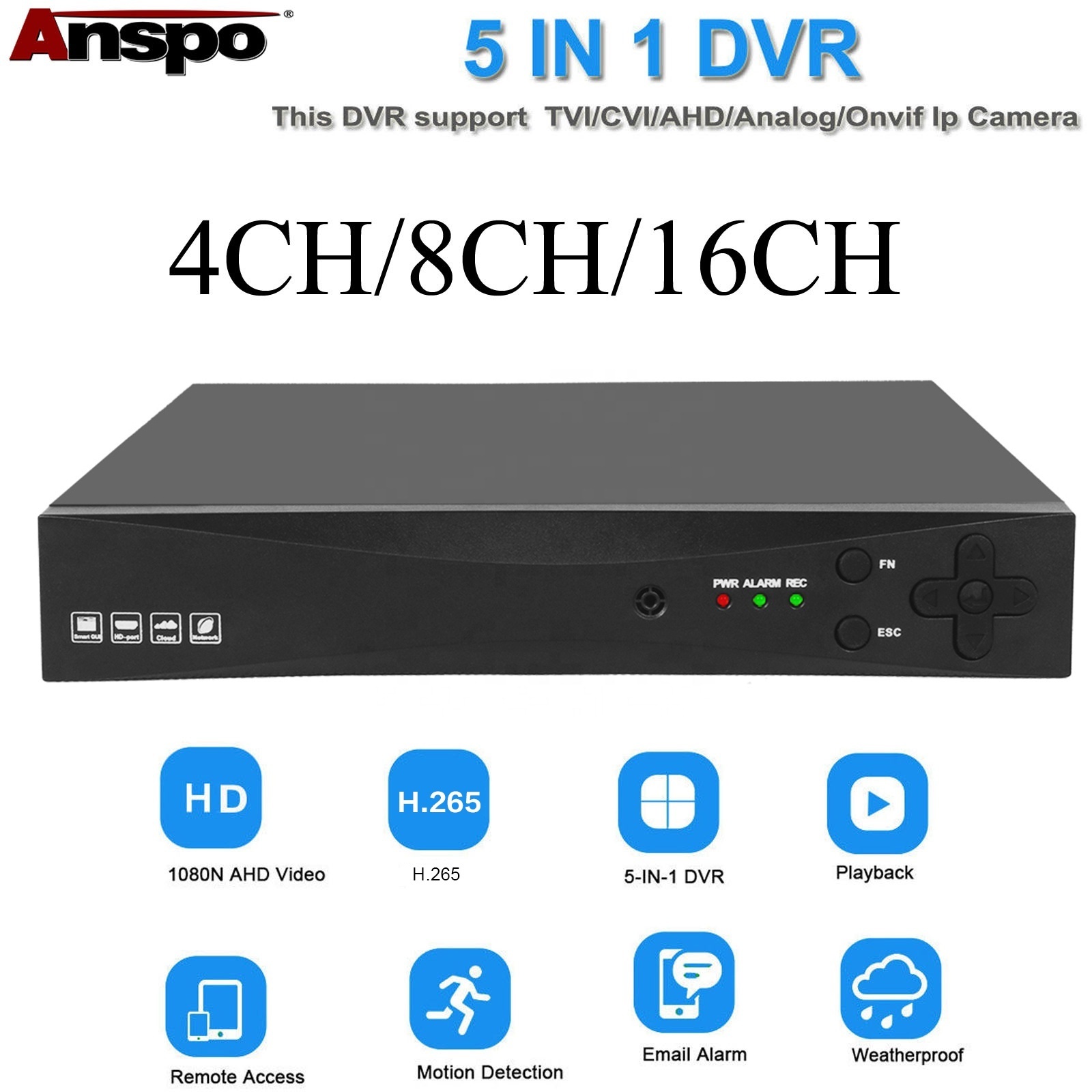 H.265 Recorder XVR VIEW APP 4CH DVR  up to 8TB HDD P2P for AHD camera BNC CCTV Video Recorder 4 Channel Support up to 2MP