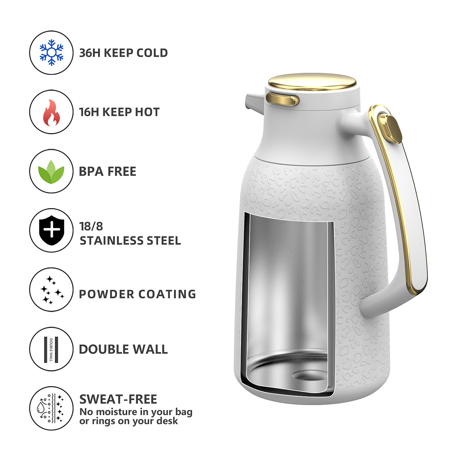 Ansune  factory sale classic stainless steel silver thermal drinking water coffee pot