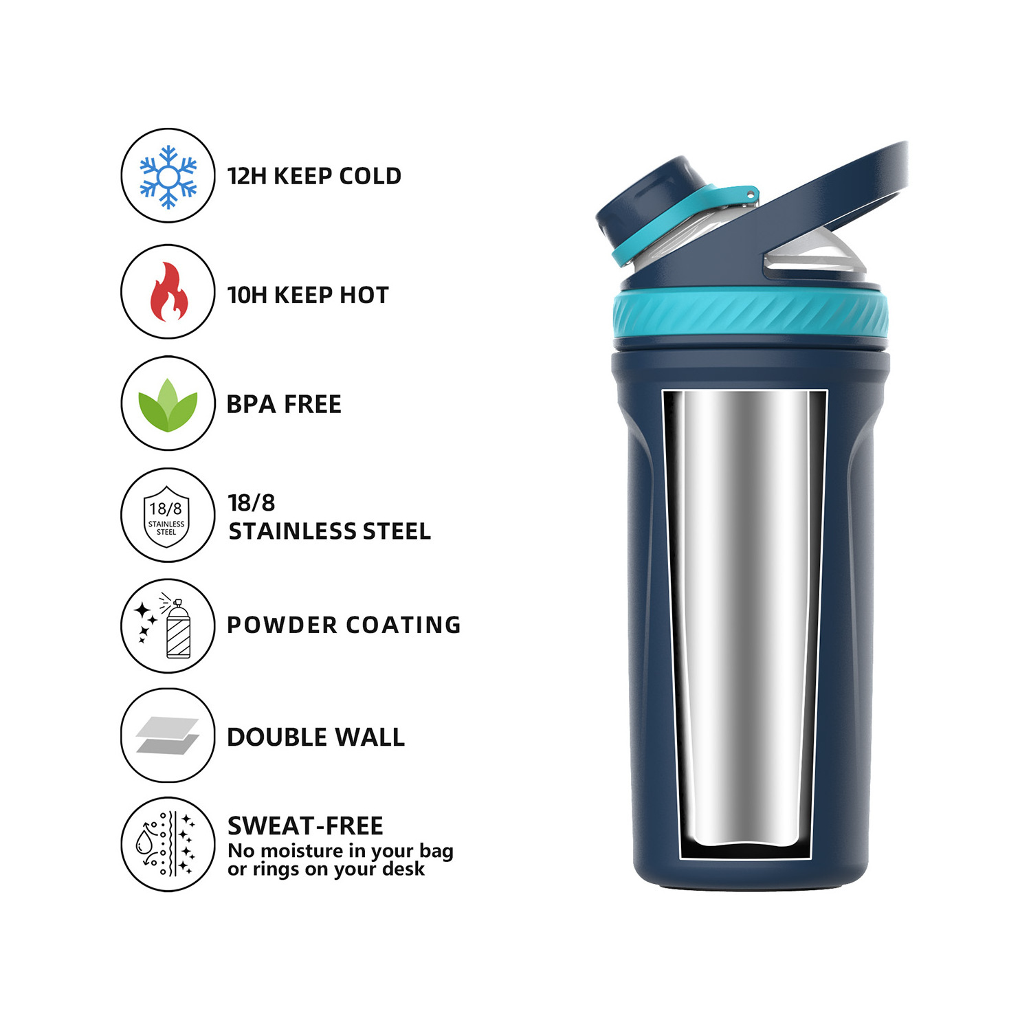 FBA Top Sale 24oz Shaker Gym Bottle Custom Logo stainless steel Portable Fitness Gym Sports Protein Shaker Cup Water Bottle