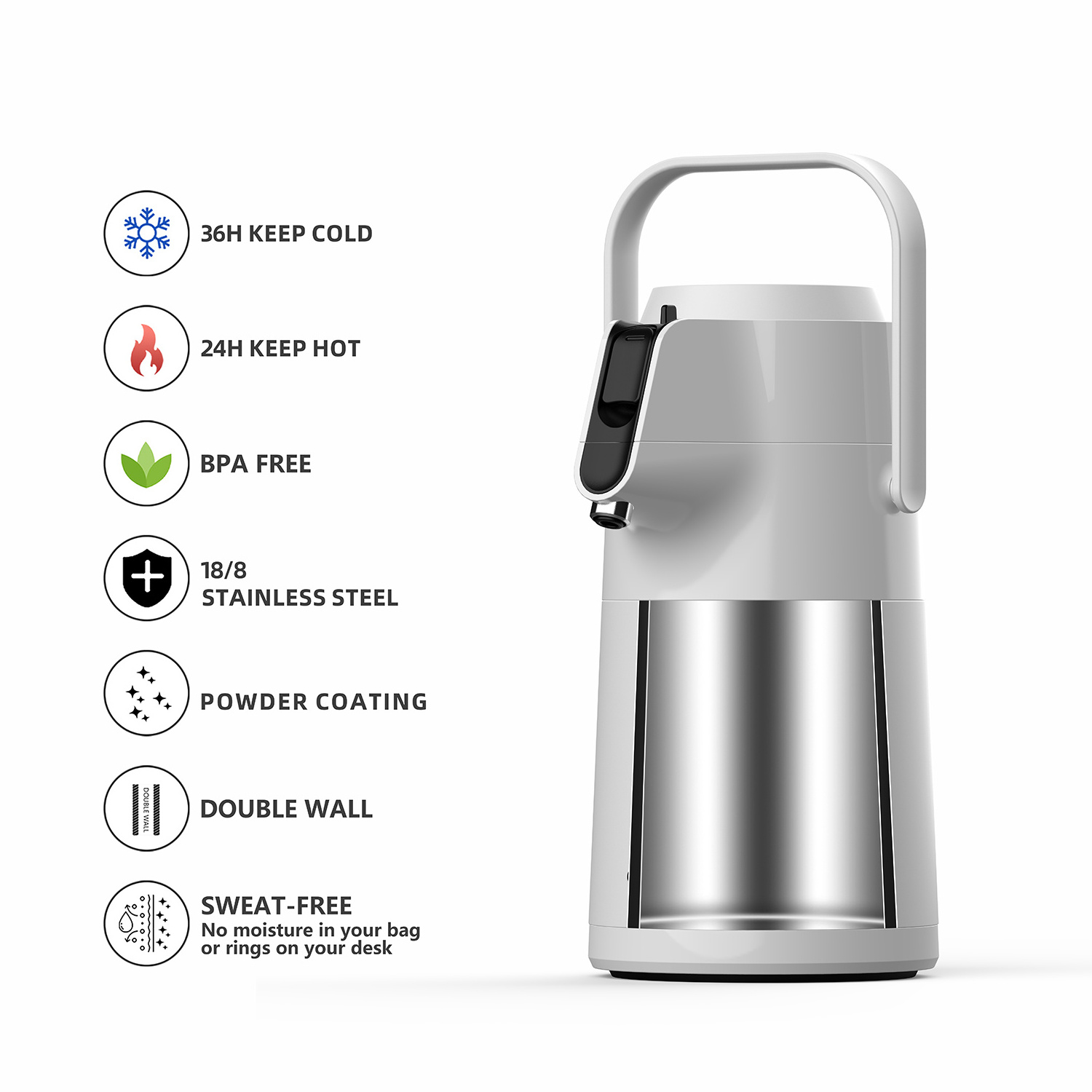 ANSHENG Airpot Coffee water Thermal Insulated Stainless Steel Coffee Carafes Dispenser with pump