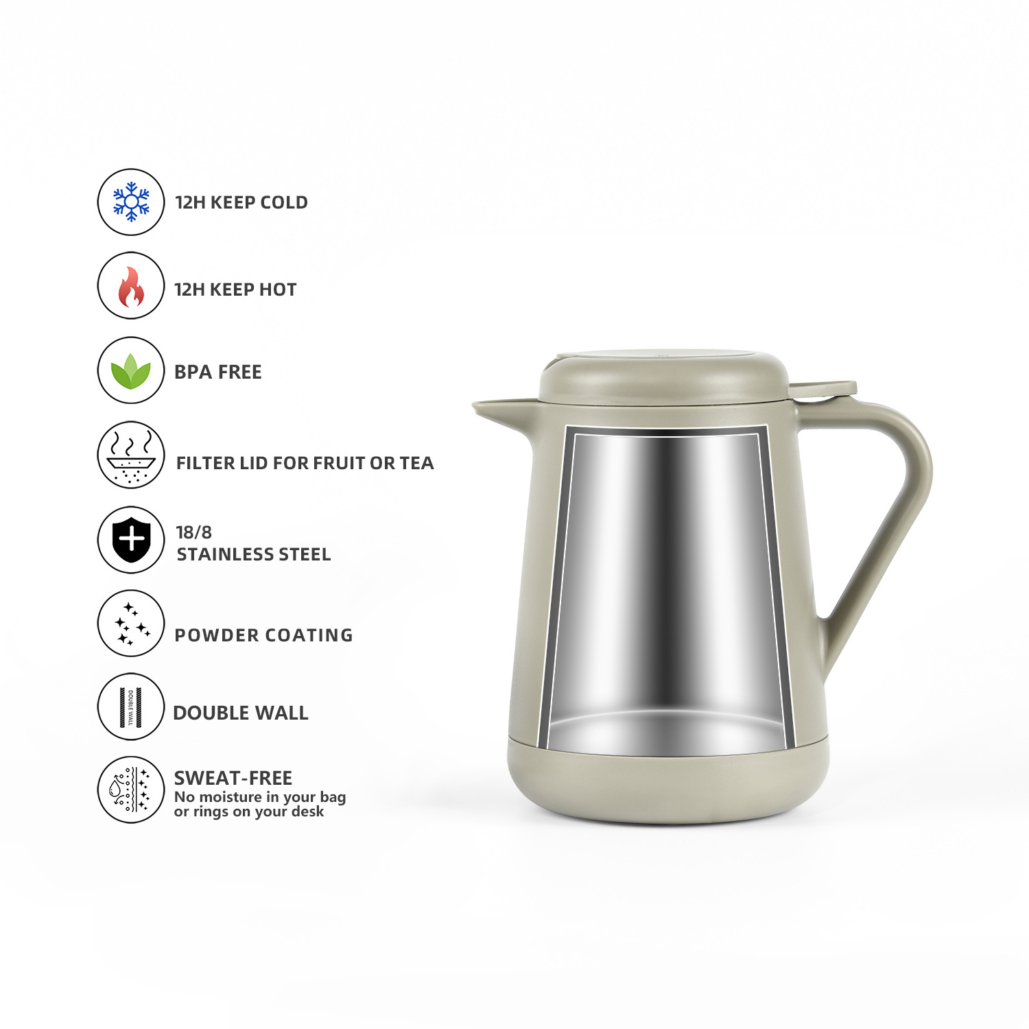 20oz Carafe Thermos 18/8 Stainless Steel Insulation Portable reusable Vacuum Coffee tea pot set with infuser