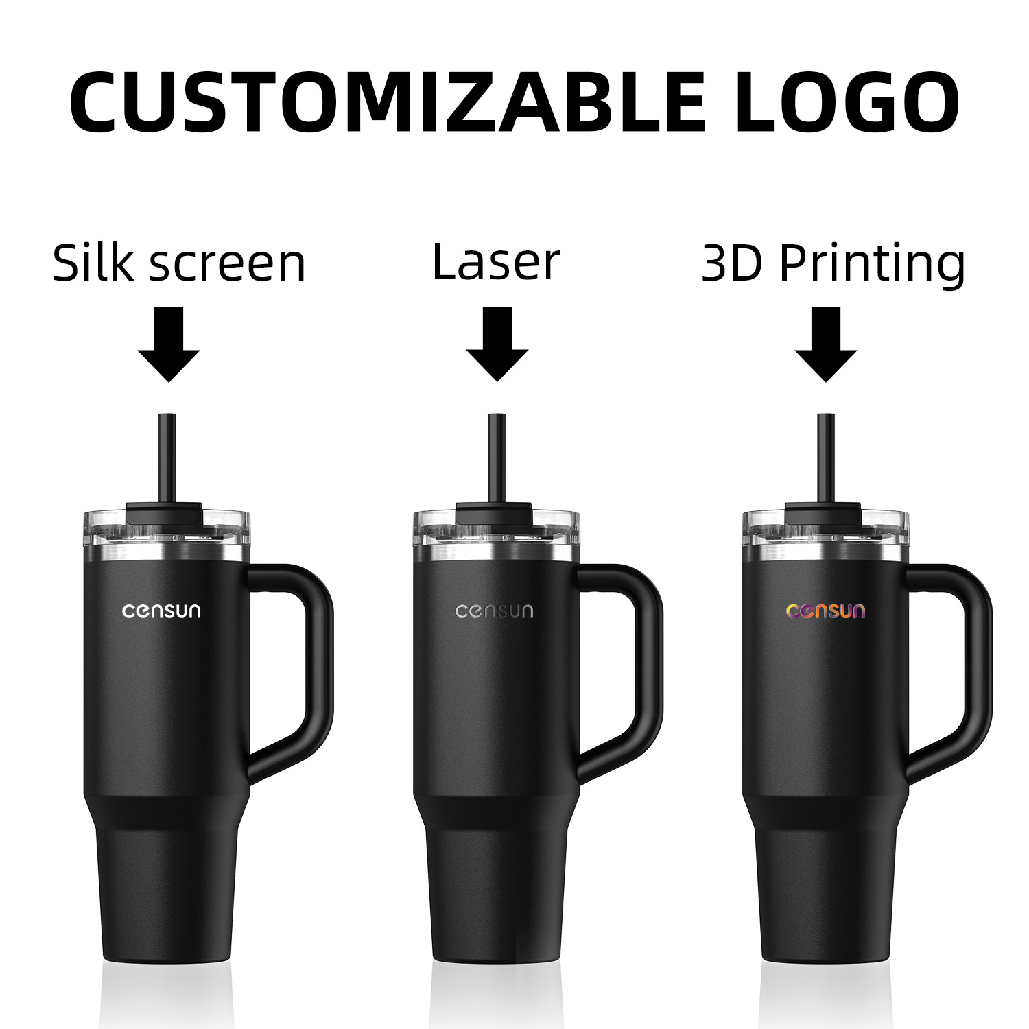 Custom Tumbler Cup Logo Quencher Flowstate Stainless Steel Vacuum Insulated Tumbler 30oz 40oz outdoor mugs With Handle