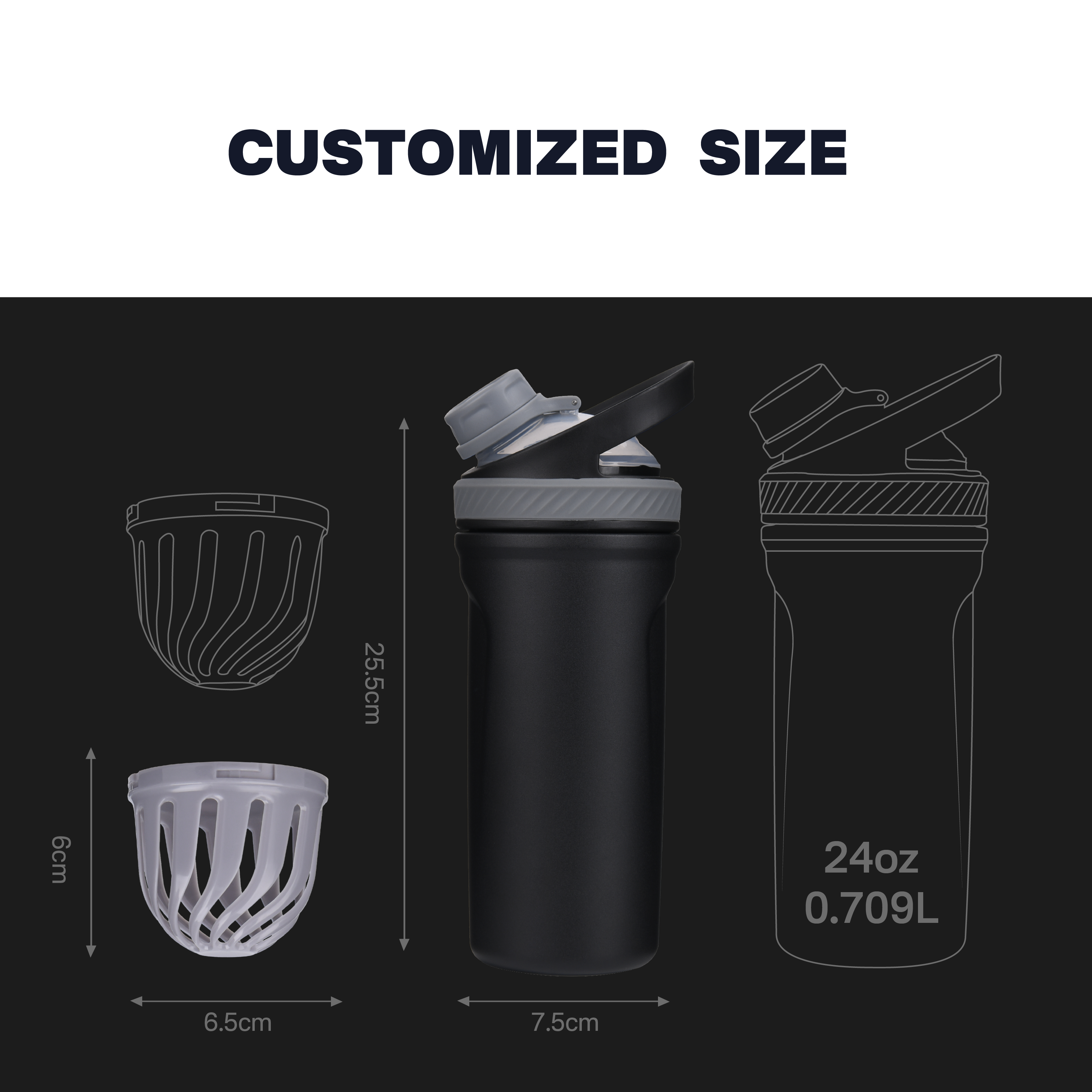 Wholesale Metal Fitness Sports Water Bottle Gym Vacuum Insulated Stainless Steel Shaker Protein Bottle