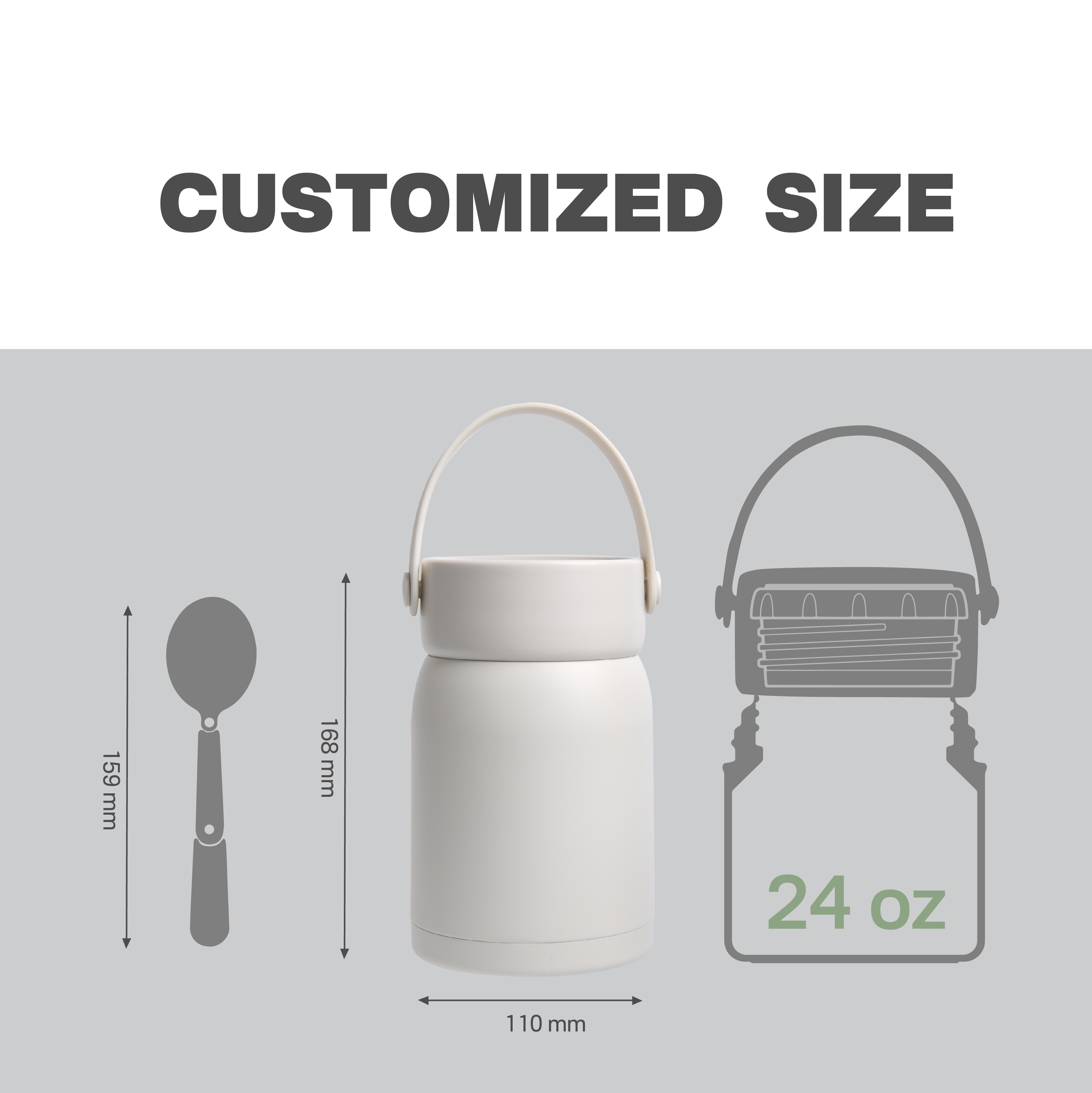 Portable 18/8 Double Wall Stainless Steel Food Storage Container Thermal Jars Container 700ml