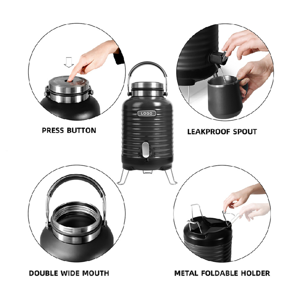 Outdoor Party Cold Beer Cold Beverage Dispenser Double Walled Stainless Steel Insulated Water Jug With Large Capacity