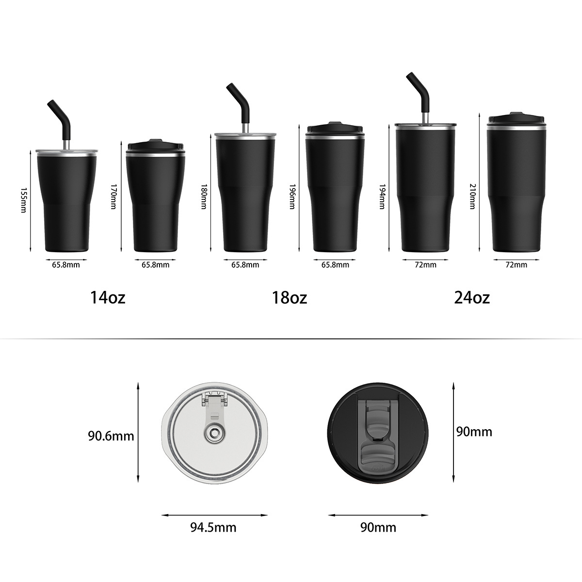 20oz 24oz Powder Coated Travel Tumbler Double Walled Vacuum Coffee Mug Insulated Stainless Steel Cup With Lid