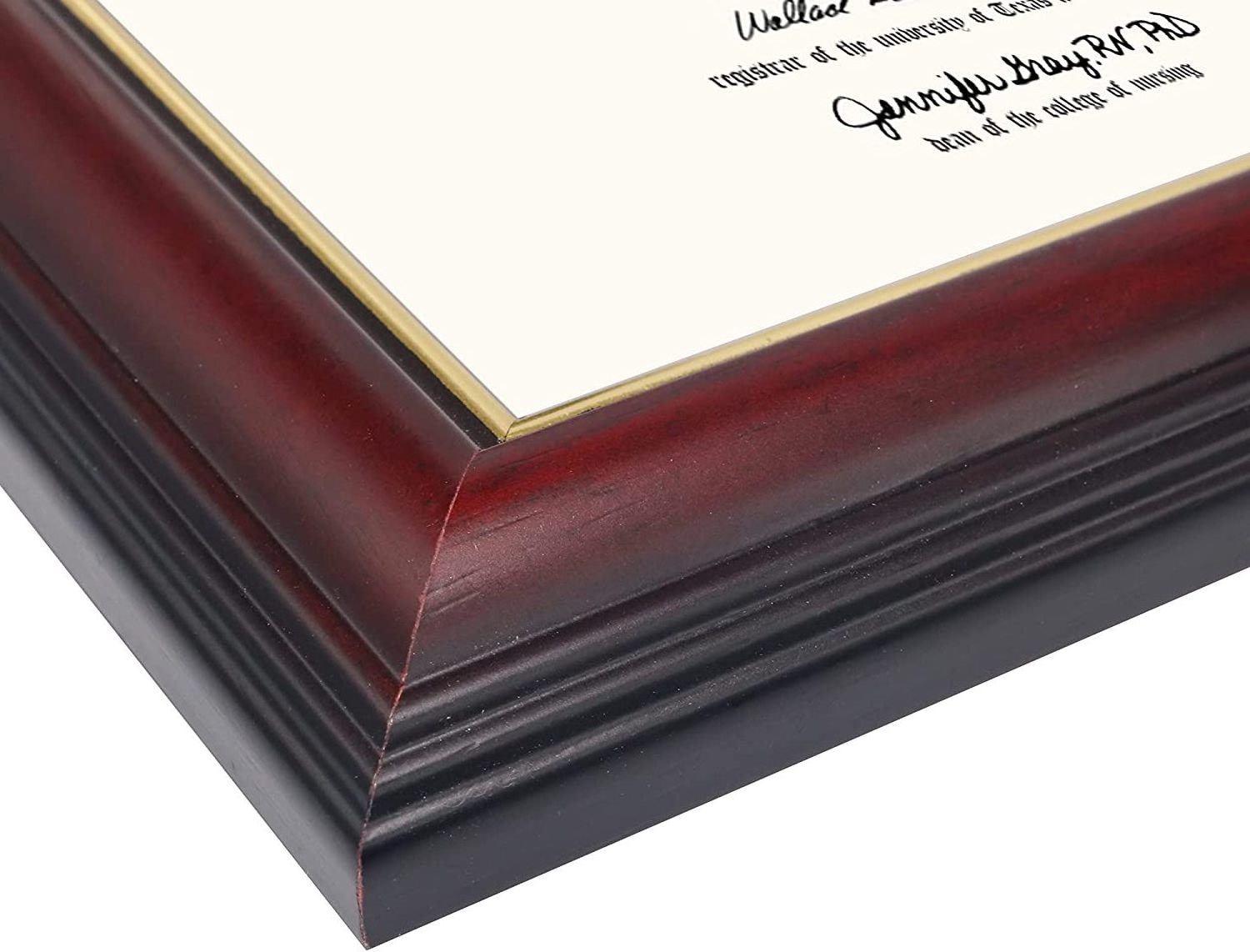 Solid Wood & UV Protection Acrylic,Cherry Finish with Gold Trim Certificate Diploma Frame