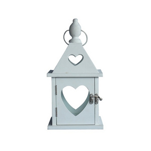 Customized Colors Porta Velas Decorative Heart Shape Small Wooden Wood Wall Candle Holder Lantern