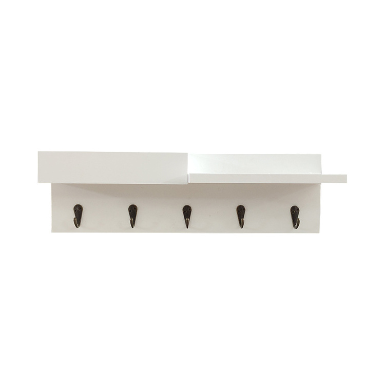 Wall-mounted Wall Hooks With Shelf Entryway Wall Hanging Wood Coat Hooks Rack With Shelf