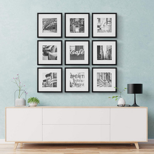 Gallery Perfect Gallery Wall Kit Square Photos with Hanging Template Picture Frame Set