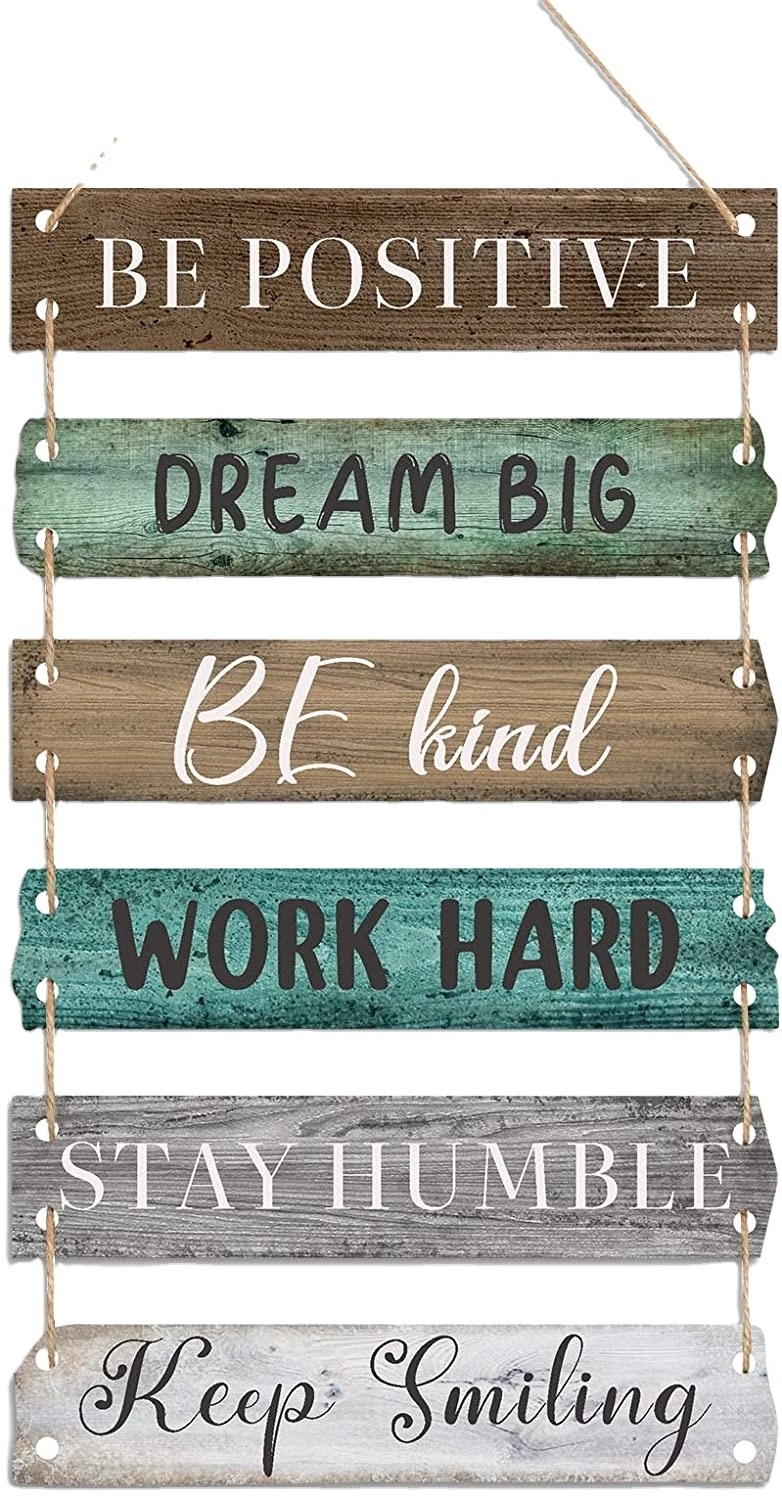 Rustic Wall Hanging Plaque Sign Inspirational Wall Art Farmhouse Wooden Wall Signs Positive Decor Hanging Sign for Office