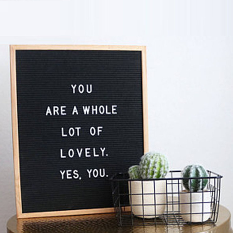 New Free Sample Decoration Black Wooden Changeable Felt Letter Board With Low