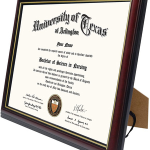 Solid Wood & UV Protection Acrylic,Cherry Finish with Gold Trim Certificate Diploma Frame