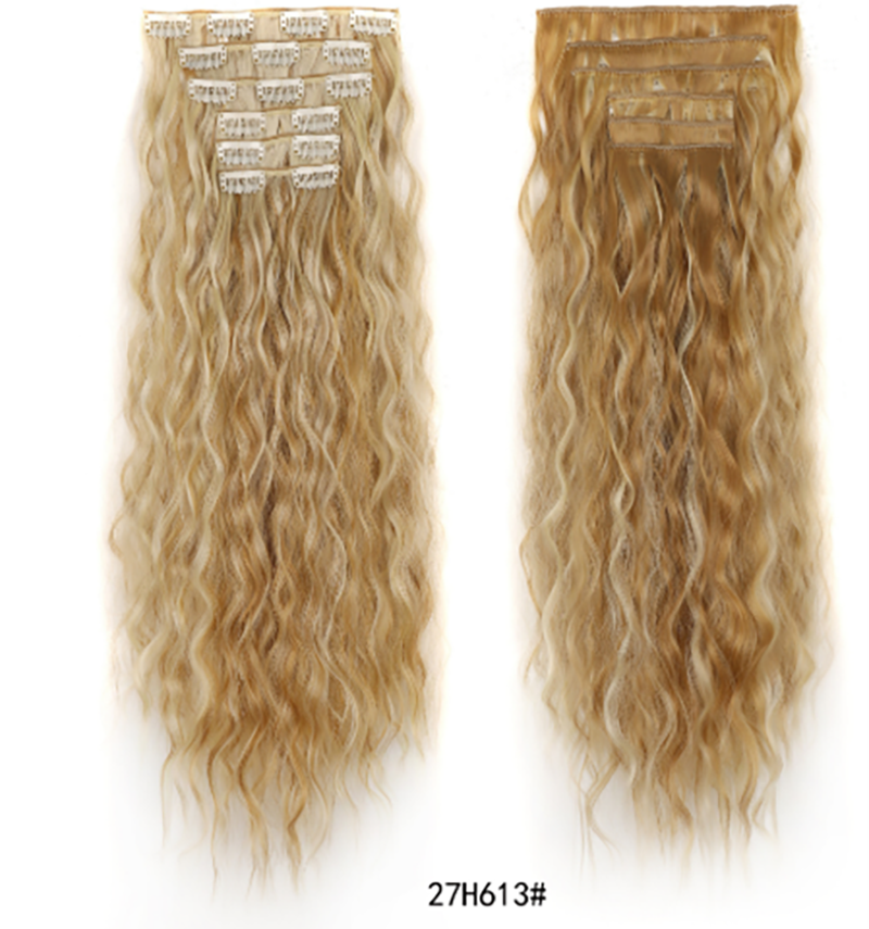 Wholesale Synthetic 24inch Hair Pieces Corn Curly 6 Clips in Hair Synthetic Corn Hair Extensions