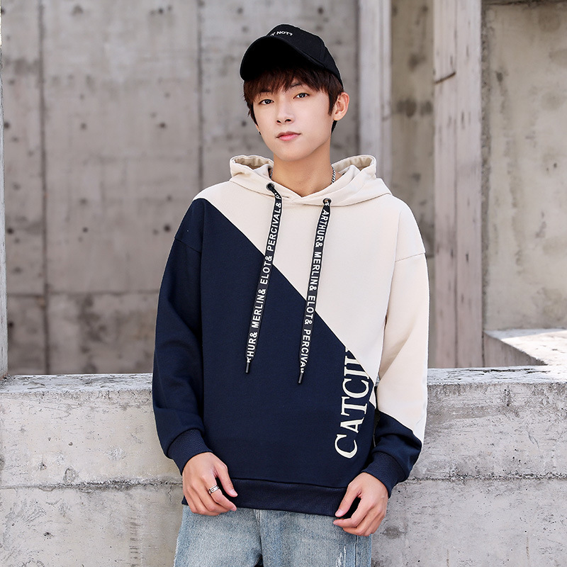 High Quality Men's Loose Stripe Ribbed Hoodie Street Garment Men's Crewneck Pullover Hoodie