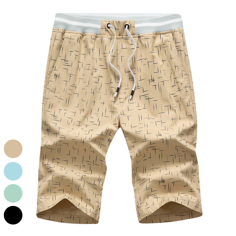 ANSZKTN Cross border summer men's cotton 5-cent beach shorts home relaxed casual versatile rope straight leg 5-cent pants 1