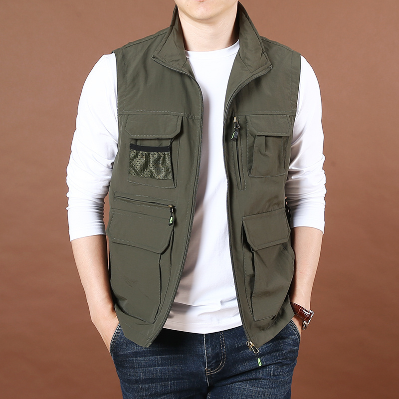 ANSZKTN spring outdoor multi-pocket vest work waistcoat quick-drying men's fishing vest jacket