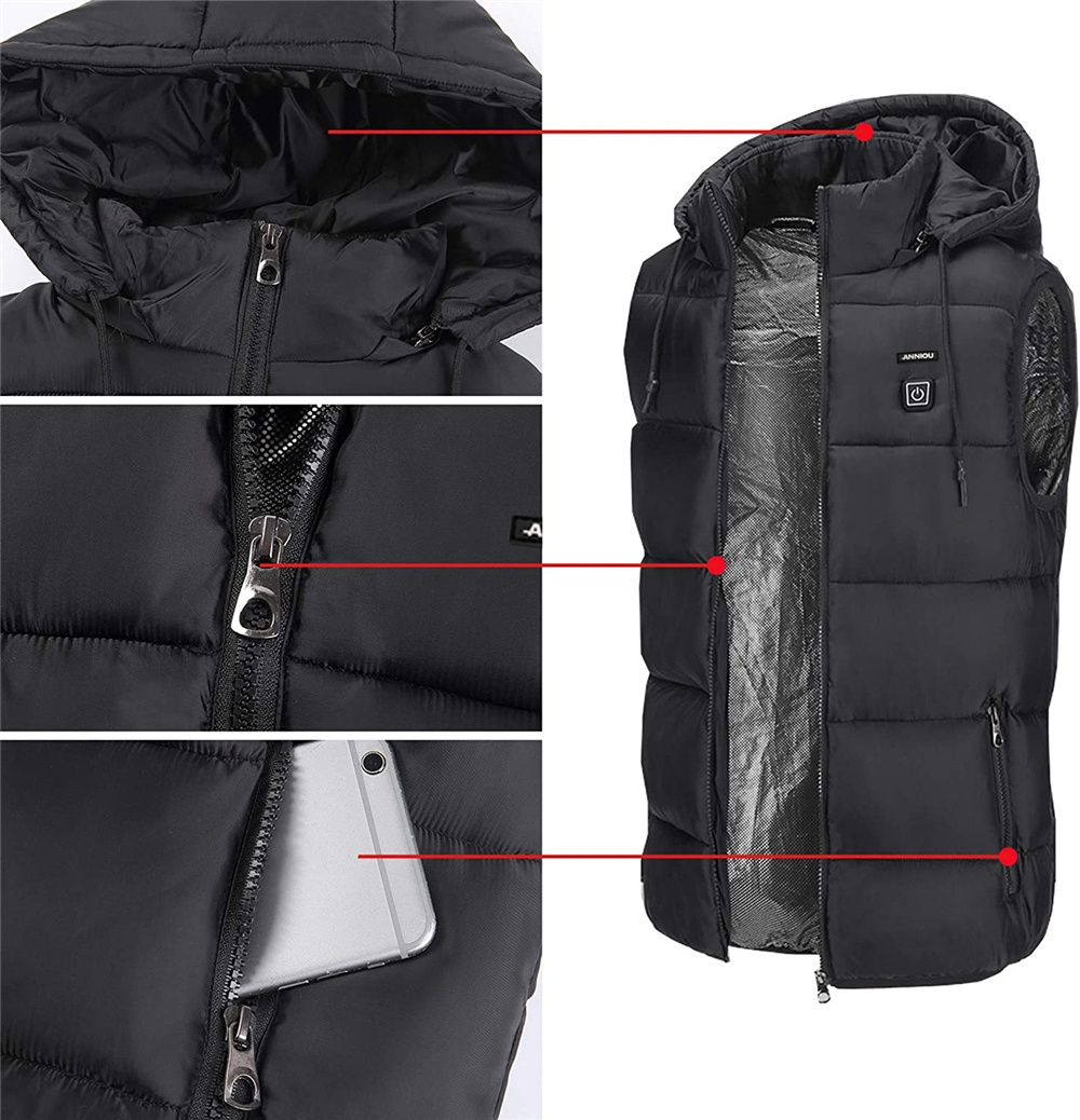 ANSZKTN winter OEM Hot Selling Plus Size Heated Vests in stock usb warm outdoor Vests jacket men's heated waistcoat