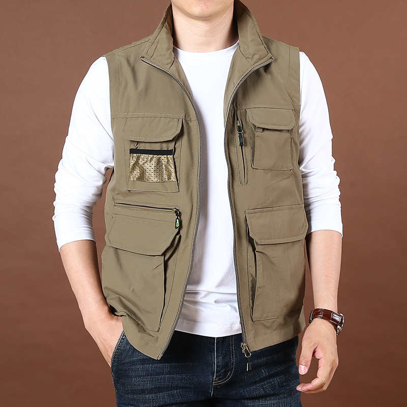 ANSZKTN spring outdoor multi-pocket vest work waistcoat quick-drying men's fishing vest jacket