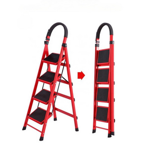 Climbing Ladder Household Safety Platform Step Foldable Steel Modern 2-6 Carton Anta Red Folding Ladders Supermarket CE/EN131