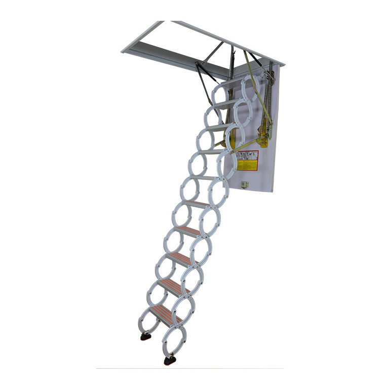 Orange Compact Titanium Magnesium Alloy Attic Scissor Ladder Attic Stairs ladders & scaffoldings