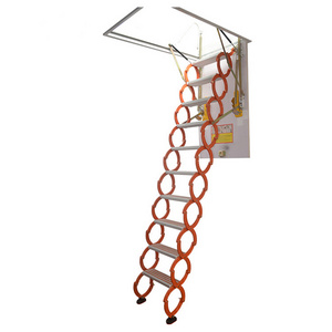 Orange Compact Titanium Magnesium Alloy Attic Scissor Ladder Attic Stairs ladders & scaffoldings