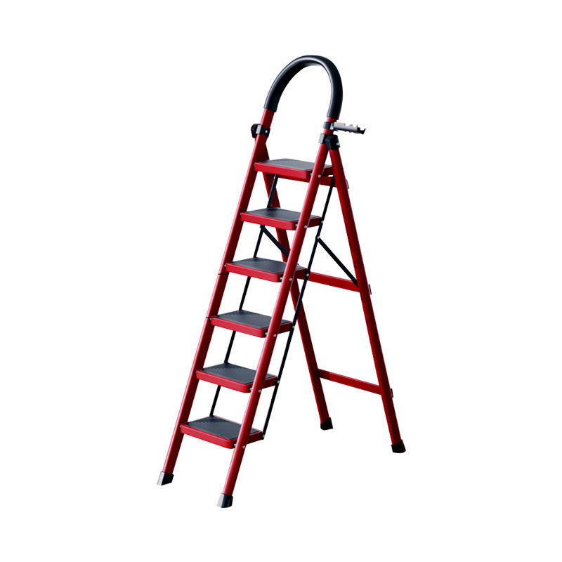 Climbing Ladder Household Safety Platform Step Foldable Steel Modern 2-6 Carton Anta Red Folding Ladders Supermarket CE/EN131