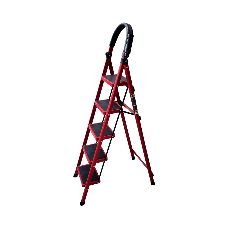 Household Red Foldable Extension Ladder Convenient Step Ladder 2-6 Steps