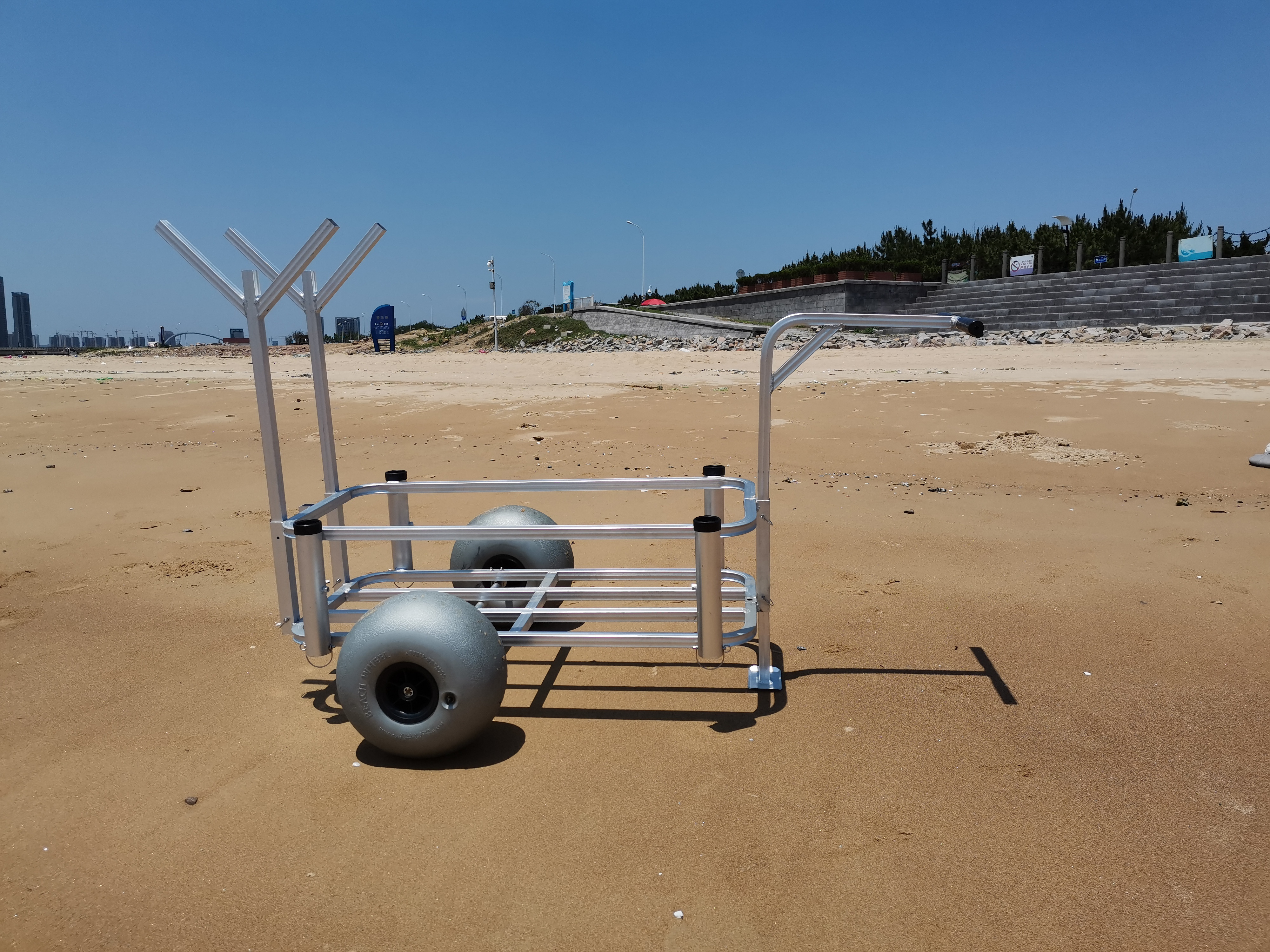 High-Capacity Beach Trolley Cart Carp Fishing Camping Outdoor Fishing Cart With Two Balloon Wheel