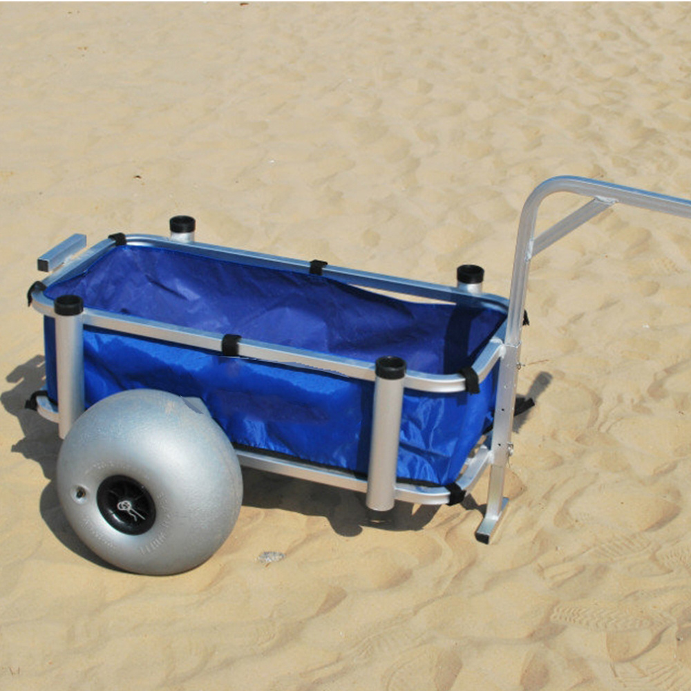 Outdoor Portable Folding Aluminum Balloon Wheel Beach Cart Steel Frame Lightweight Outdoor Camping Beach Cart