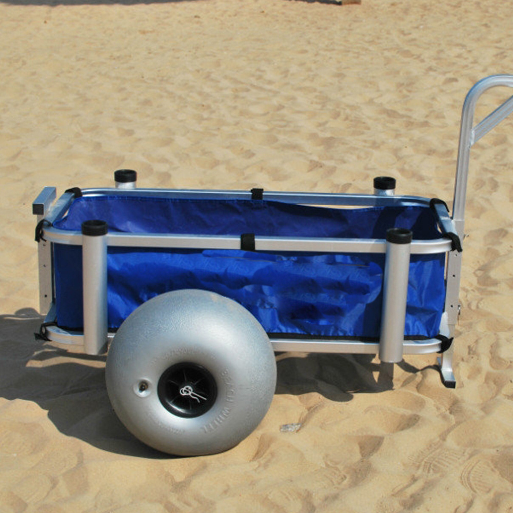 Outdoor Portable Folding Aluminum Balloon Wheel Beach Cart Steel Frame Lightweight Outdoor Camping Beach Cart