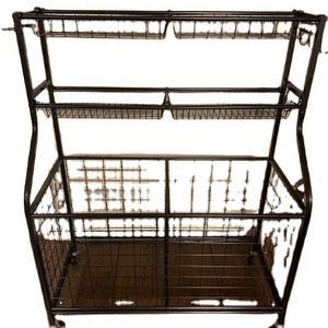 Garage Organizer with Baskets and Hooks, Rolling Sports Ball Storage Cart, Black, Steel