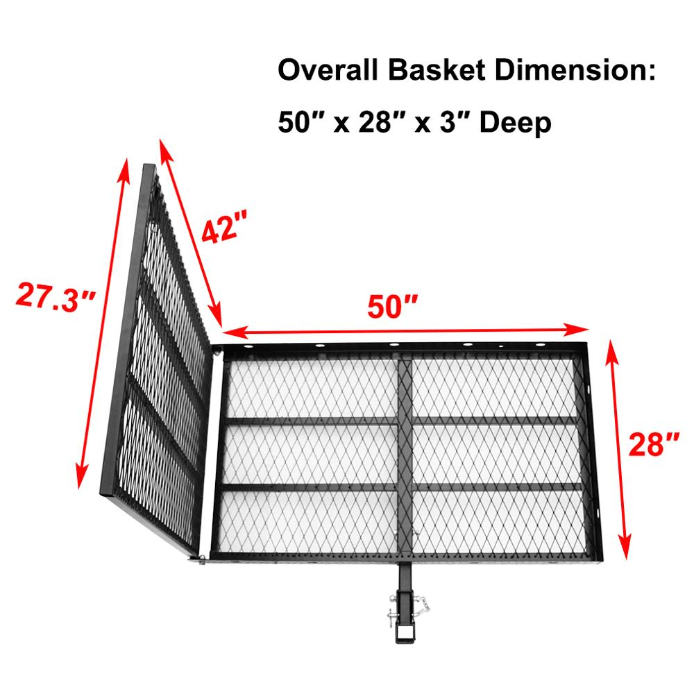 500 lbs Hitch Mounted Cargo Carrier with Ramp 50