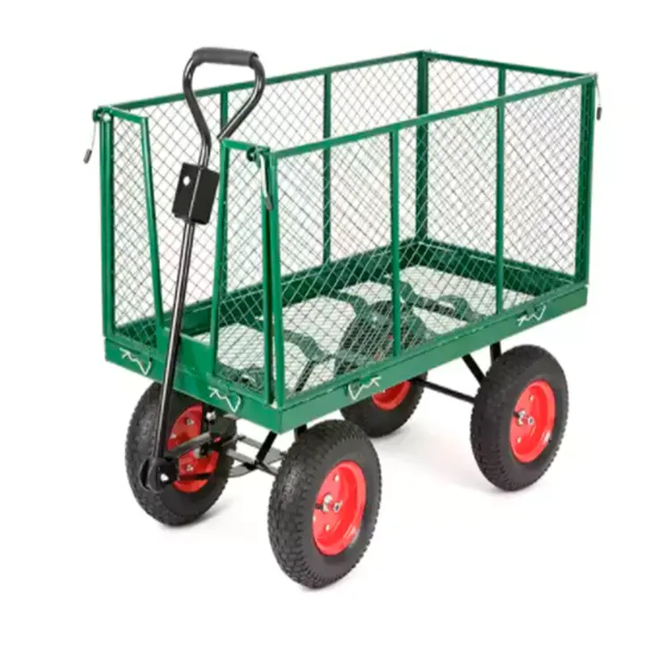 Durable Using Various Mesh Heavy Duty Folding Hand Push Trolley  Four Wheels Garden Tool Cart