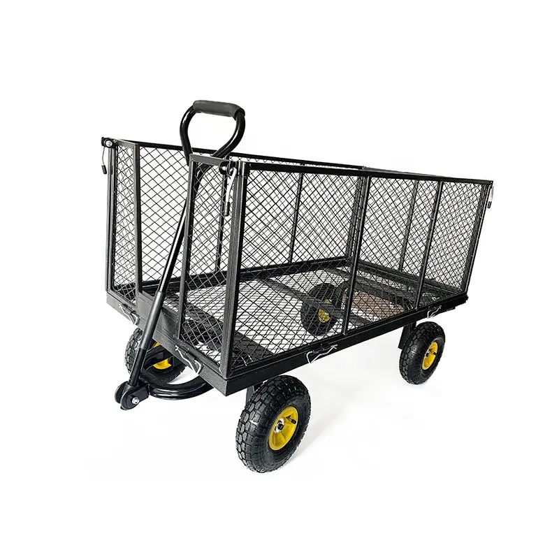 Durable Using Various Mesh Heavy Duty Folding Hand Push Trolley  Four Wheels Garden Tool Cart