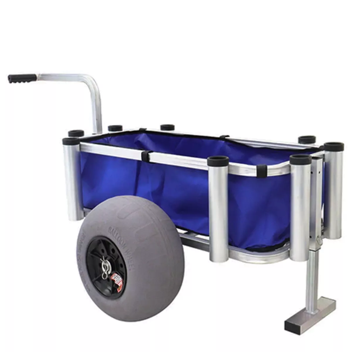 Storage Durable Aluminum Fishing and Marine Outdoor Rolling Utility Cart with Large Tires for Hauling Gear and Equipment, Blue