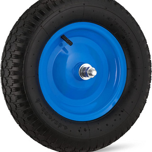 4.80 4.00-8 Wheelbarrow Tyre, Pneumatic Spare Wheel, Steel Rim and Axle, Max. 120 kg, Rubber, Black/Blue