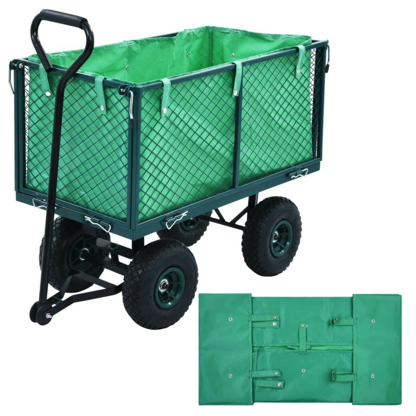 Garden Cart Liner Hand Trolley Outdoor Landscaping Lawn Trailer Utility Wagon