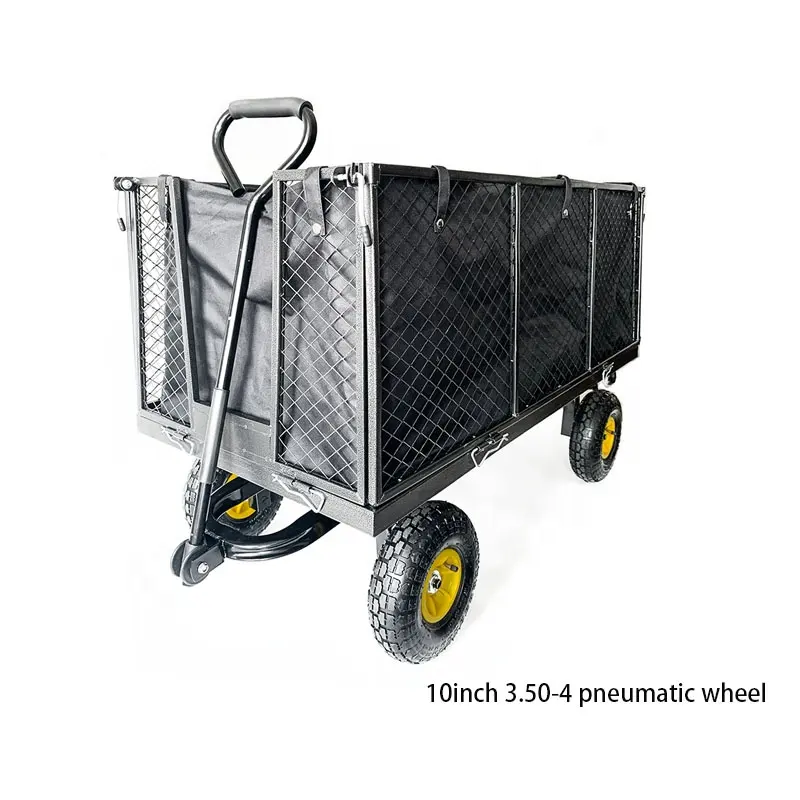 Durable Using Various Mesh Heavy Duty Folding Hand Push Trolley  Four Wheels Garden Tool Cart