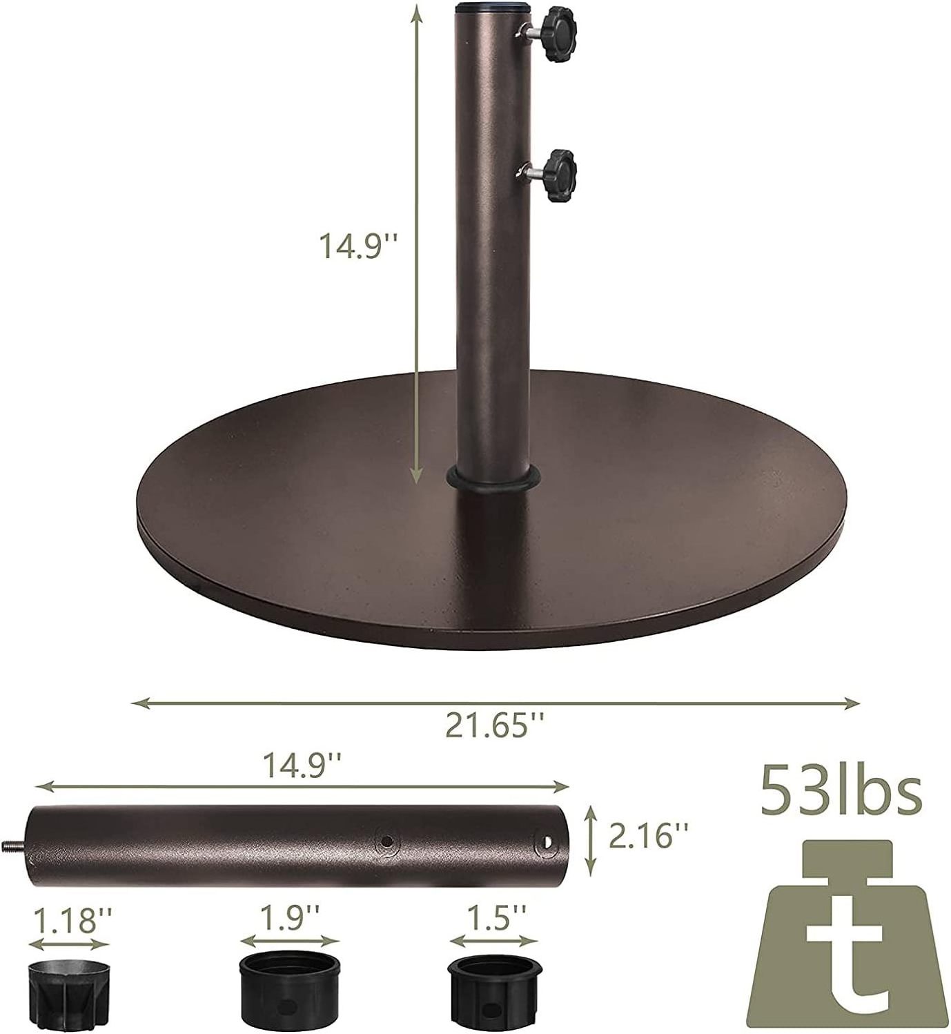 USA Up to 140 lbs Round Umbrella Base Steel Plate Stand Market Patio Outdoor Heavy Duty Umbrella Holder,