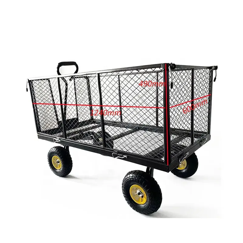 Durable Using Various Mesh Heavy Duty Folding Hand Push Trolley  Four Wheels Garden Tool Cart