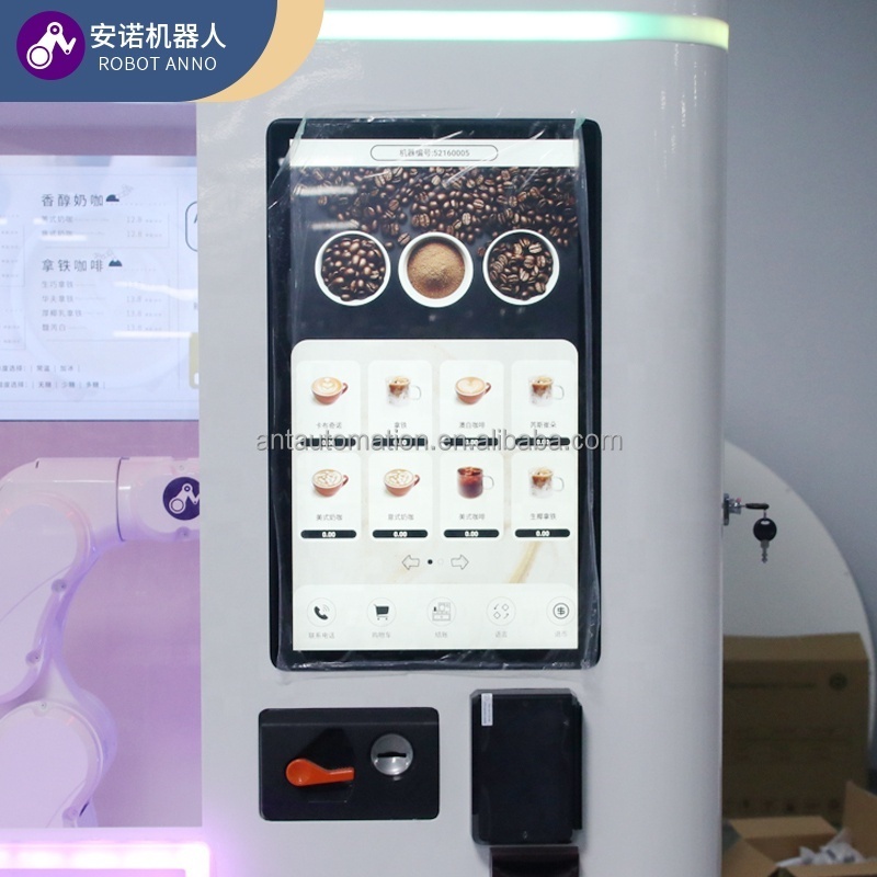 Commercial Robot Barista Self Service Touch Screen Ordering Hot And Cold Coffee Vending Machine