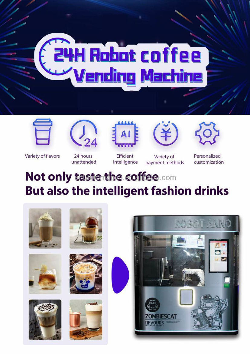 Coffee Vending Machine With 6 Dof Robot Arm For Business Placed in Restaurant