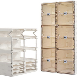 2021 furniture sell now AntBox transparent shoe rack Foldable cabinet plastic shoes storage box magnetic